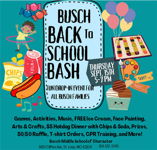 Back to School Bash Thursday September 15th 5-7 PM